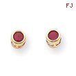 14K Gold Bezel July Ruby Post Earrings