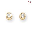 14K Gold Bezel March Aquamarine Post Earrings