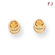 14K Gold Bezel November Citrine Post Earrings