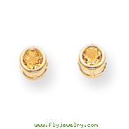 14K Gold Bezel November Citrine Post Earrings