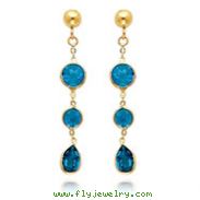 14K Gold Blue Topaz Gemstone Dangle Earrings