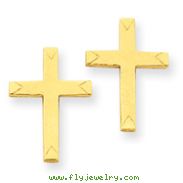 14K Gold Brushed Finish Cross Earrings