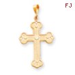 14K Gold Budded Cross Pendant