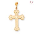 14K Gold Budded Cross Pendant