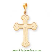 14K Gold Budded Cross Pendant