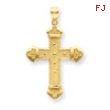 14K Gold Budded Cross Pendant