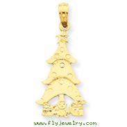 14K Gold Christmas Tree & Gifts Pendant