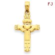 14K Gold Claddagh Cross Charm