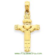 14K Gold Claddagh Cross Charm
