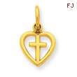 14K Gold Cross In Heart Charm