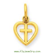14K Gold Cross In Heart Charm