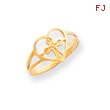 14K Gold Cross In Heart Ring