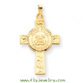 14K Gold Cross With Coast Guard Insignia Pendant