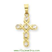 14K Gold Cubic Zirconia Cross Pendant