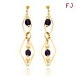 14K Gold Cultured Pearl And Amethyst Geometric Shape Dangle Earrings