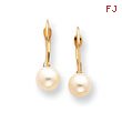 14K Gold Cultured Pearl Leverback Earrings