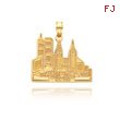 14K Gold Cut-Out New York Skyline With Taxi Pendant
