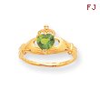 14K Gold CZ August Birthstone Claddagh Heart Ring