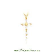 14K Gold CZ Cross Necklace