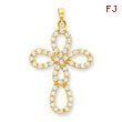 14K Gold CZ Cross Pendant