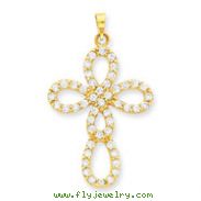 14K Gold CZ Cross Pendant