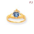 14K Gold CZ December Birthstone Claddagh Heart Ring