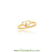 14K Gold CZ Heart Baby Ring