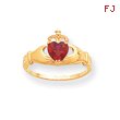 14K Gold CZ January Birthstone Claddagh Heart Ring