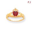 14K Gold CZ January Birthstone Claddagh Heart Ring