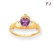 14K Gold CZ June Birthstone Claddagh Heart Ring