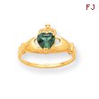 14K Gold CZ May Birthstone Claddagh Heart Ring