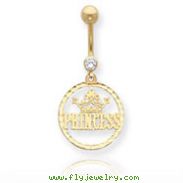 14K Gold CZ Princess Belly Dangle