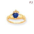 14K Gold CZ September Birthstone Claddagh Heart Ring