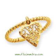 14K Gold Dangle Heart Ring