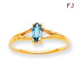 14K Gold December Blue Topaz Birthstone Ring