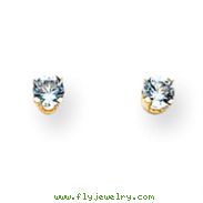 14K Gold December Blue Topaz Post Earrings