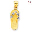 14K Gold December CZ Birthstone Flip Flop Pendant