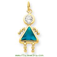 14K Gold December Girl Gemstone Charm