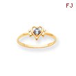 14K Gold December Topaz Birthstone Heart Ring