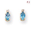 14K Gold Diamond &  Blue Topaz Birthstone Earrings