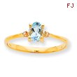 14K Gold Diamond & Aquamarine March Birthstone Ring