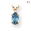 14K Gold Diamond & Blue Topaz Birthstone Pendant