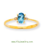 14K Gold Diamond & Blue Topaz December Birthstone Ring