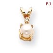 14K Gold Diamond & Cultured Pearl Birthstone Pendant