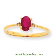 14K Gold Diamond & Ruby July Birthstone Ring