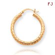 14K Gold Diamond-Cut 3x28mm Round Hoop Earrings