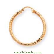 14K Gold Diamond-Cut 3x40mm Round Hoop Earrings