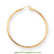 14K Gold Diamond-Cut 3x65mm Round Hoop Earrings
