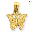 14K Gold Diamond-cut Butterfly Pendant