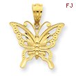 14K Gold Diamond Cut Butterfly Pendant